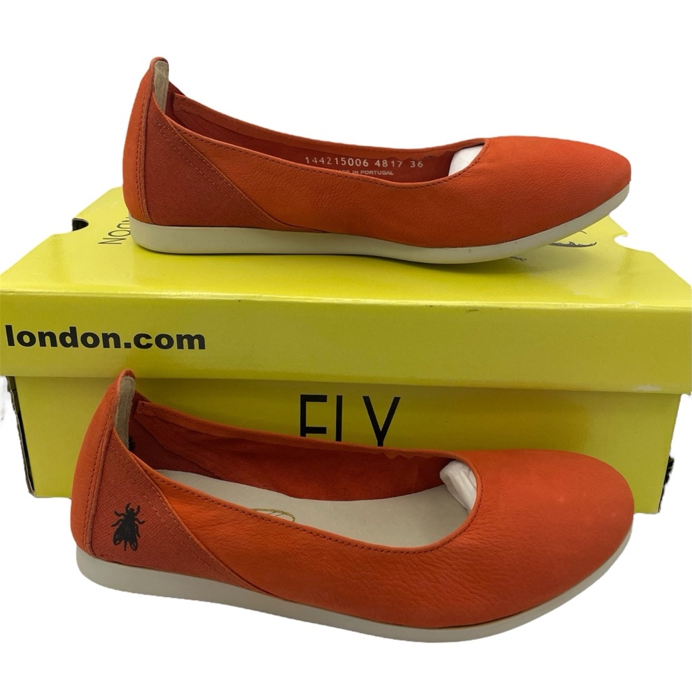 Fly London Cupido poppy orange nubuck slip on flats women’s Size 36/ 5.5-6US